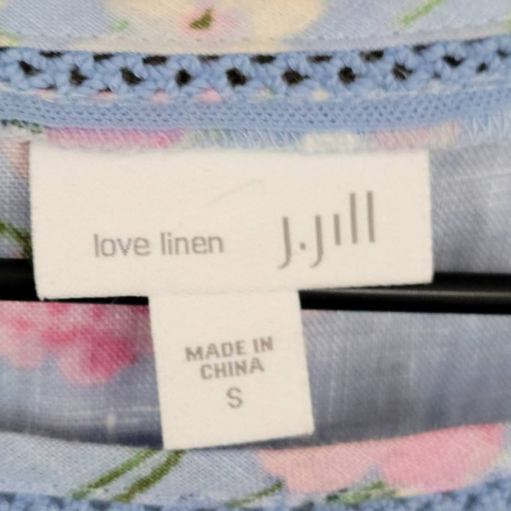 Gorgeous J. Jill Baby Blue Pink Floral Linen Dress Size Small - Picture 2 of 16